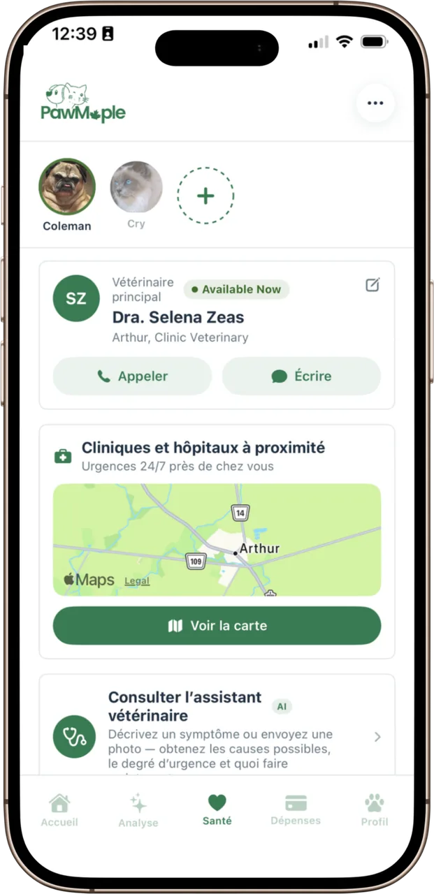 Le dossier de santé PawMaple : liste des vaccins, recherche de cliniques et assistant vétérinaire